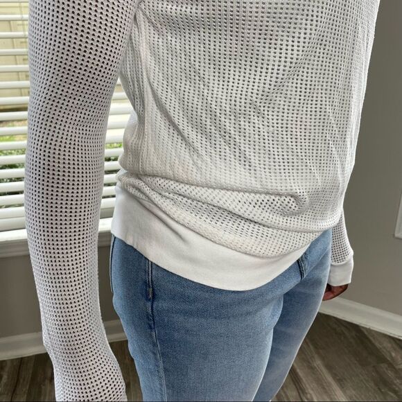 Revolve LACAUSA Open Weave Henley Scoop Neck Sweater Top - Picture 11 of 13